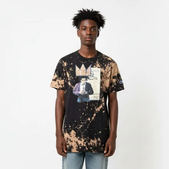 Champion Basquiat Graphic Brown Black Tan Tie-Dye T-Shirt -Small