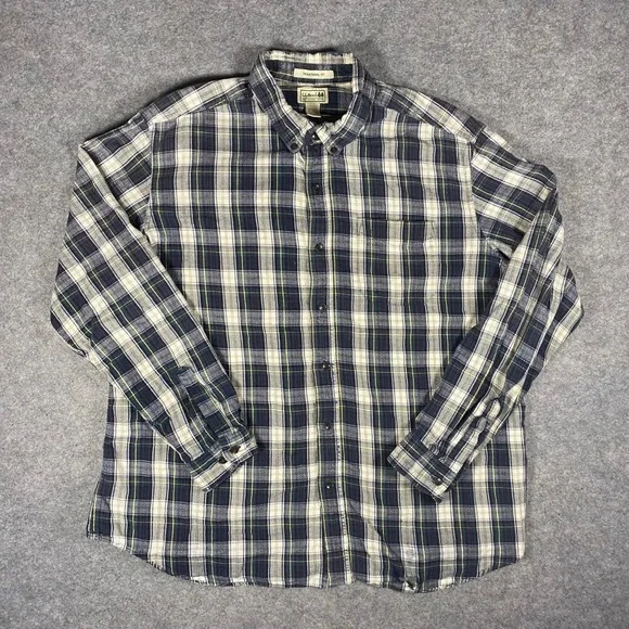 LL Bean Traditional Fit Plaid Flannel‎ Shirt Men's XL Regular Long Sleeve Cotton