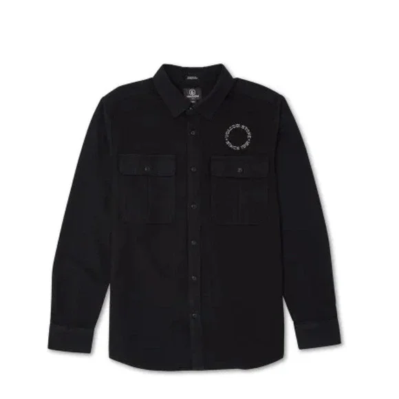 Volcom Minneret Black Flannel Long Sleeve Shirt Button Up Mens‎ Size Med Surfer
