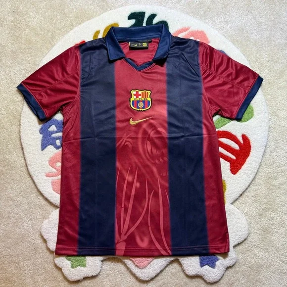 Nike Cactus Jack FC Barcelona Soccer Jersey Red Blue CD4230-496 Mens Large