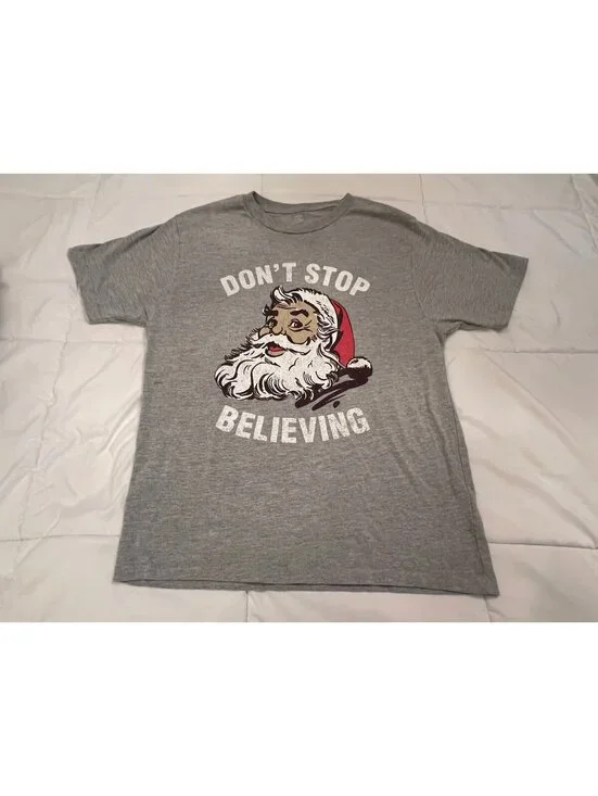 Christmas Mens Medium Gray Santa Claus 
