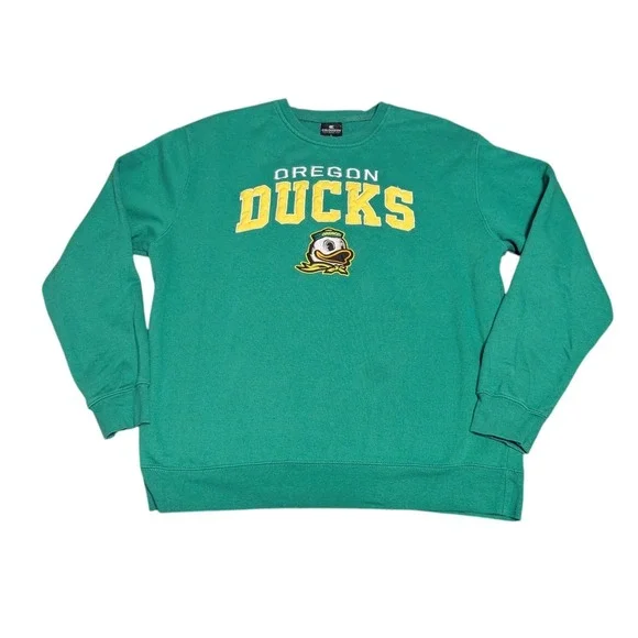 Colosseum Oregon Ducks‎ Sweatshirt Mens Large Green Crewneck NCAA Puddles Logo