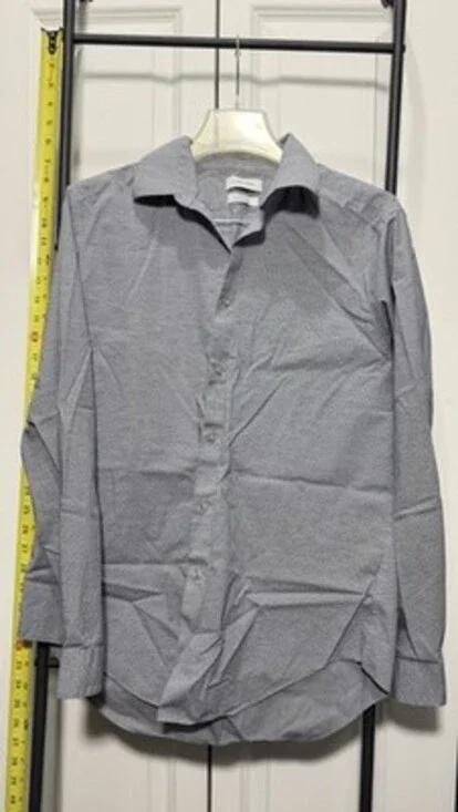 Calvin Klein Men's Light Gray Micro-Pattern Dress Shirt