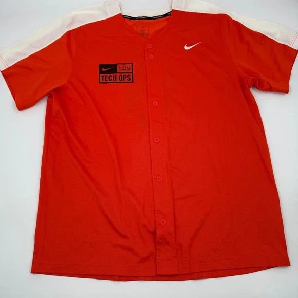 Nike Global Tech Ops Baseball Jersey Orange XL BQ5508-821‎ Nike Employee Shirt