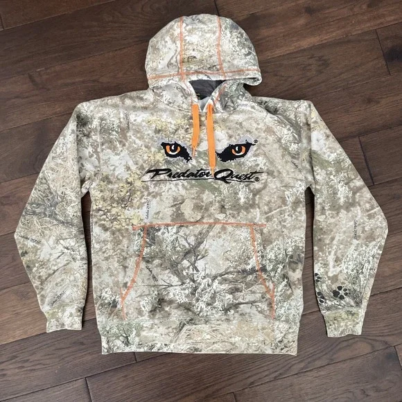 Cabela's Predator Quest Camo Hoodie Mens‎ M Sweatshirt Hunting Embroidered
