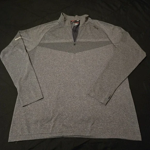 FILA Sport Shirt Mens 2XL Gray Running 1/4‎ Zip Long Sleeve Thumbholes Athletic