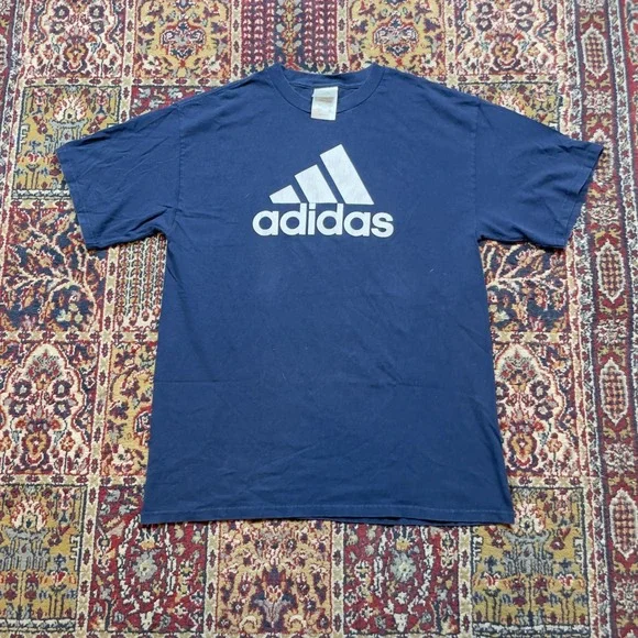 Adidas Men's Navy Blue Short Sleeve‎ T Shirt Logo Graphic Size Medium