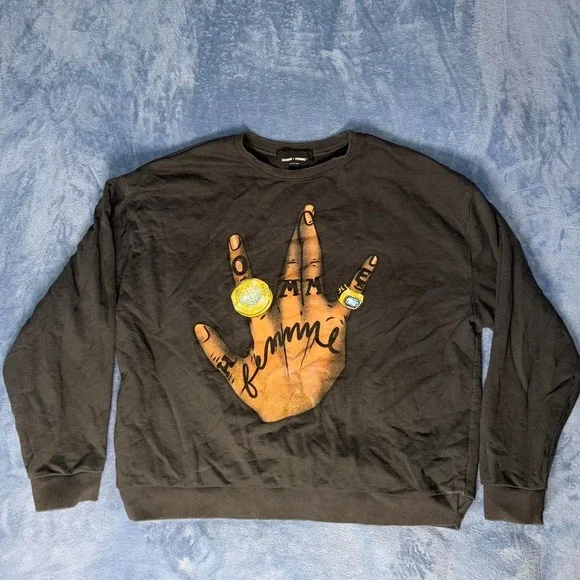 Homme + Femme black crewneck sweatshirt