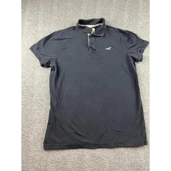 Hollister Mens Black Stretch Polo Shirt Size Large‎
