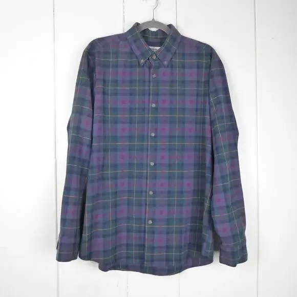 Mizzen and Main Shirt Men SZ L Trim Fit Flannel Button Down Casual MiUSA Classic