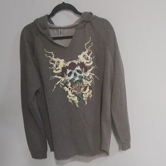 Men's Gray‎ Skull Graphic Hoodie