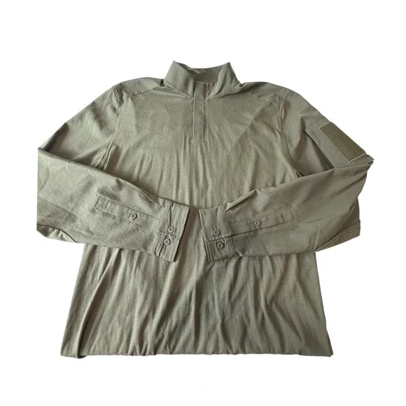 Under‎ Armour Mens Green Tactical Combat Shirt Large Quarter Zip Ripstop Loose