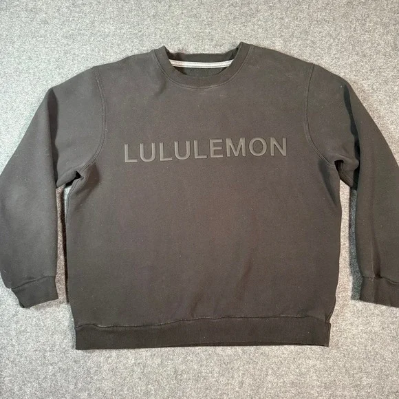 Lululemon Mens Black Logo Crewneck Steady State Sweatshirt Casual Comfort Size L