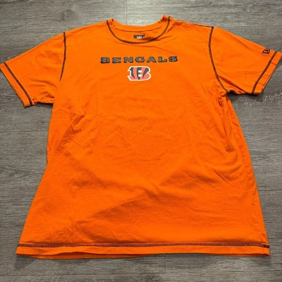 Cincinnati Bengals NFL Shirt‎ Mens XL Orange Logo Graphic Spellout Team Apparel