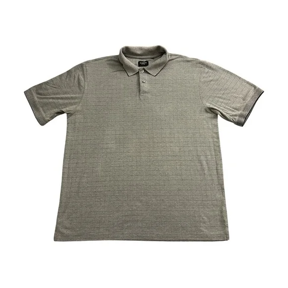 Haggar Polo Shirt Mens XL Grey Excellent Textured‎ Grid Short Sleeve Casual Top