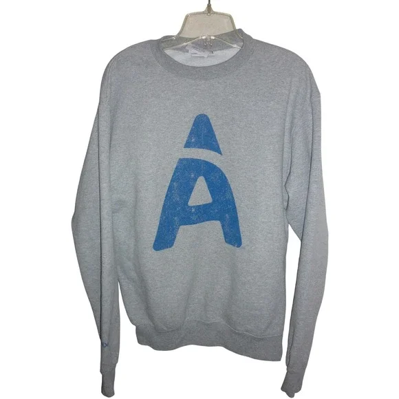 Champion Mens Sweatshirt Gray Athletic Crewneck Pullover‎ Large 'A' Logo Medium
