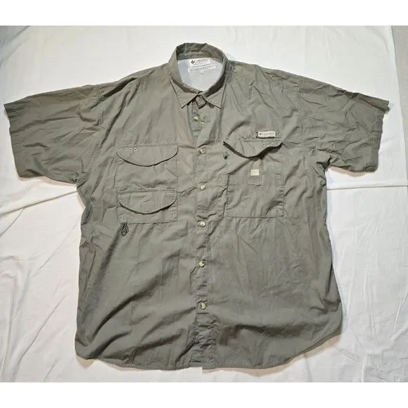 Men's Columbia XL Khaki PFG Breathable Mesh Fishing Shirt - 81