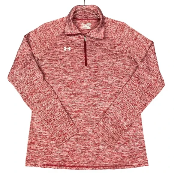 Under Armour‎ Mens HeatGear 1/4 Zip Pullover Red Space Dye Heather Size Medium