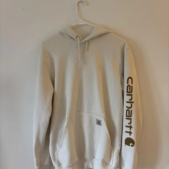 Carhartt Men's White and Cream Hoodie