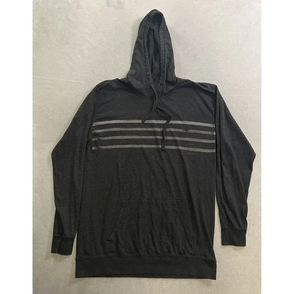 O'Neill Hooded Shirt Long Sleeve Hoodie Men's Size XL Gray Striped Pullover