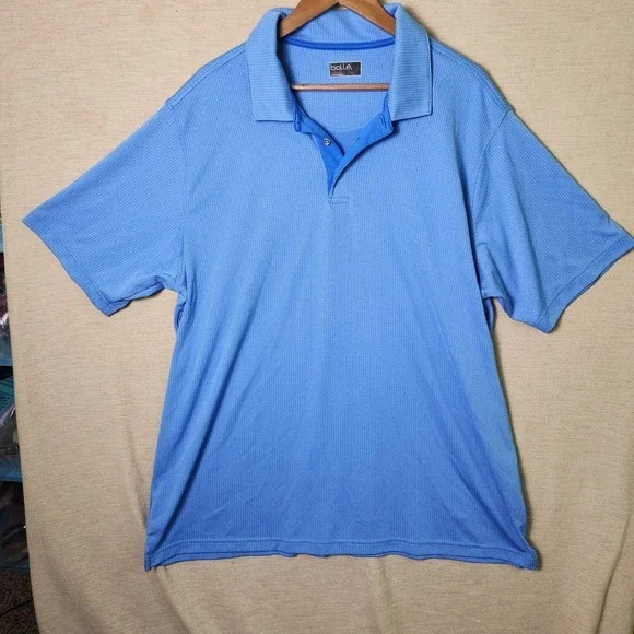 Bolle Mens XXL Blue Geometric‎ Micro Pattern Short Sleeve Performance Golf Polo