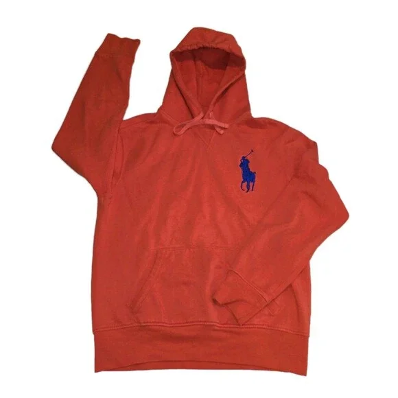Polo Ralph Lauren Hoodie Mens Medium Red Fleece Big Pony Pullover