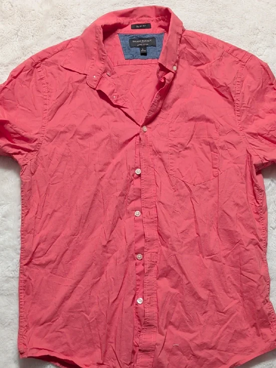 Banana Republic‎ Short Sleeve Button-Down Shirt - Coral