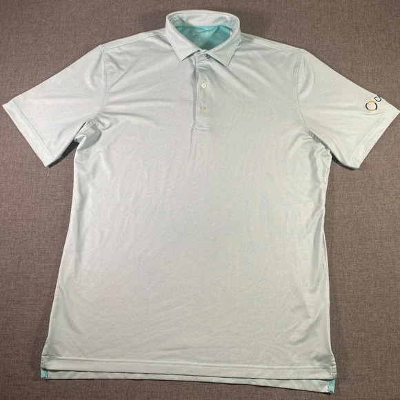 Johnnie-O Poe Geometric Golf Polo Shirt Mens Size Large Blue Performance