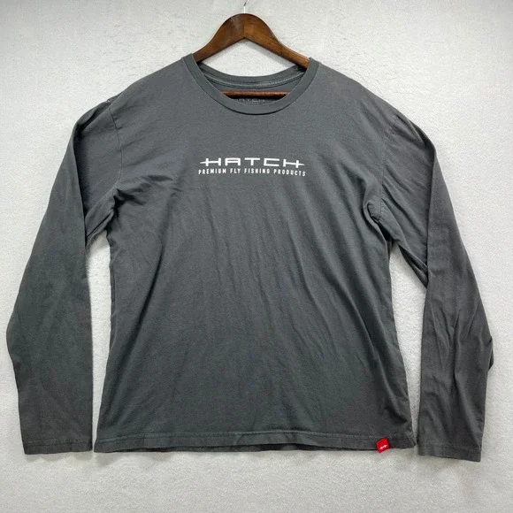 Hatch Outdoors T Shirt Mens XL Gray Long Sleeve Outdoor Premium Fly Fishing Tee