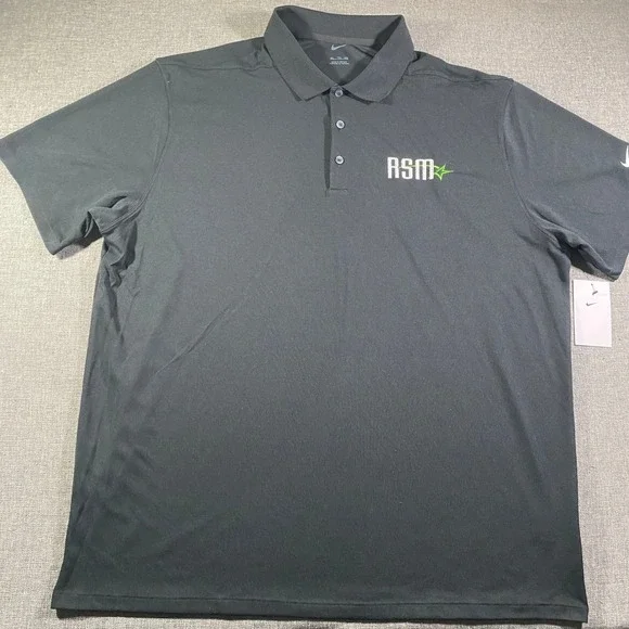 NWT Nike Golf Polo Shirt Mens 2XL Black Wicking Stretch Short Sleeve Performance