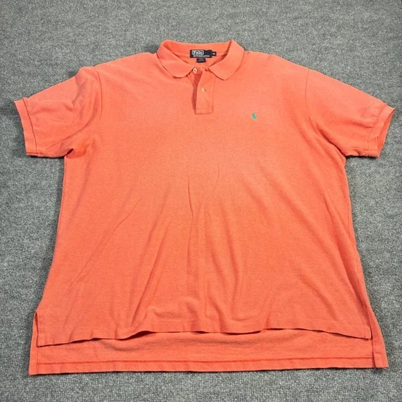 Polo Ralph Lauren Polo Shirt Mens XXL Coral Orange Pique Short‎ Sleeve