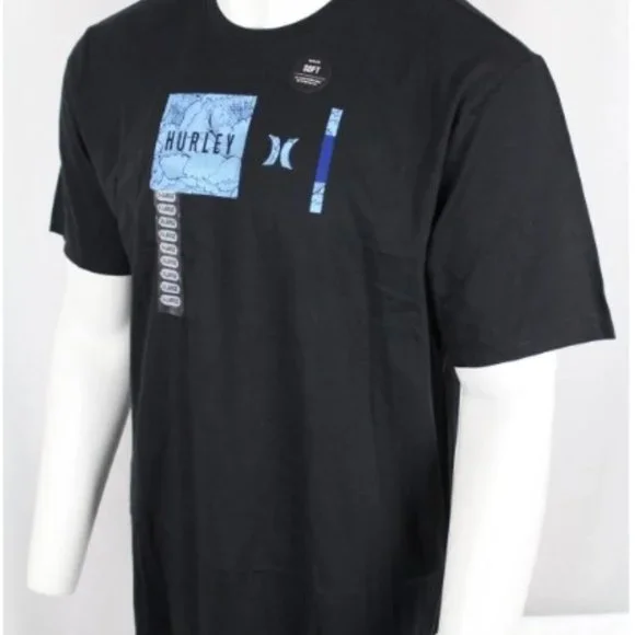 NWT! Hurley Men's 6040 Box Wave T Shirt Short Sleeve‎ Soft Black Large
