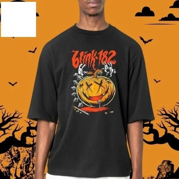 Blink 182 Halloween Pumpkin Bunny Pop Punk Fan Graphic Unisex T-Shirt