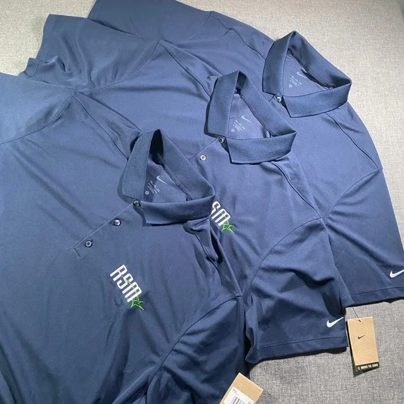 Lot of 3 Nike Golf Dri Fit Micro Pique 2.0 Polo Shirt Mens 2XL Navy Short Sleeve