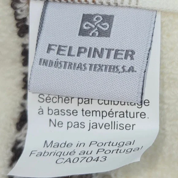 Felpinter 4pc Cotton Bath Hand Towel Set Chevron Stripe Cream Brown Portugal