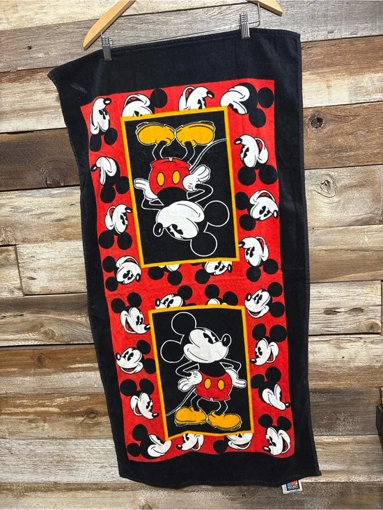 Mickey Mouse Black & Red Beach Towel - Classic Disney Design