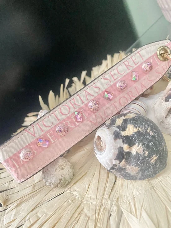 Victoria's Secret Pink Crystal Studded Wristlet Key Strap