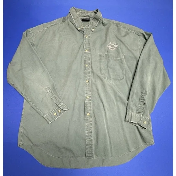 Vintage Lee Sport Long Sleeve Button Down Shirt Genuine Chevrolet Mens Size 2XL