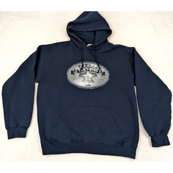 Tracy‎ Byrd Hoodie Men's M Blue Pullover Long Sleeve Country Music Cotton Blend