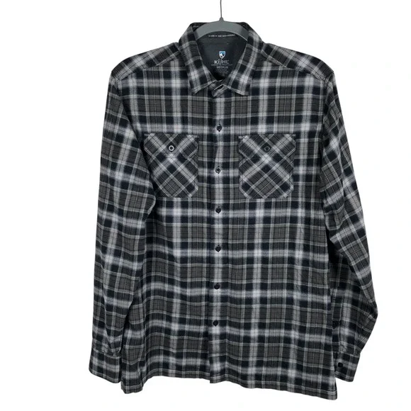 KUHL Dillingr Flannel Shirt Mens Medium Cotton Tencel‎ Long Sleeve Button Up