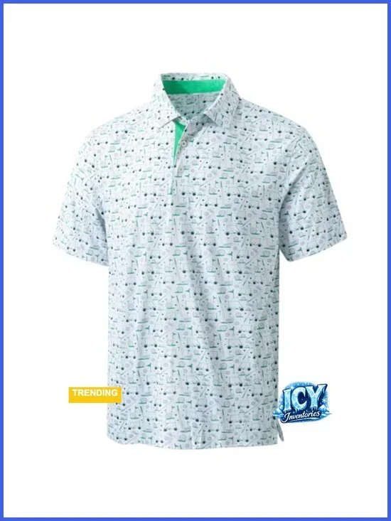 Men's Golf Polo Shirt Quick Dry Moisture Wicking Mesh Performance Short Sleeve