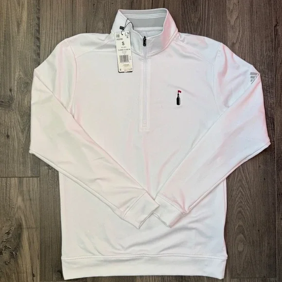 Adidas Mens Classic Club 1/4 Zip‎ Golf Sweatshirt White Size S DQ2288