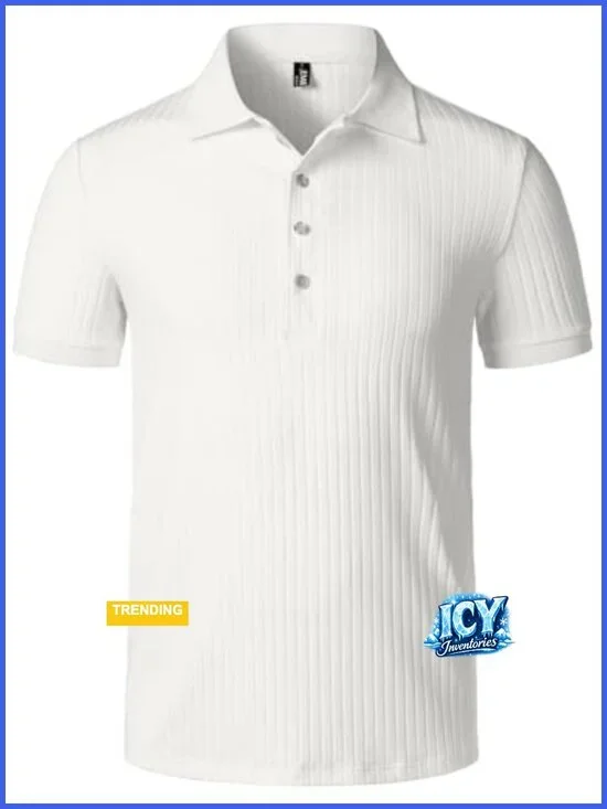 Men's Stretch Knit Slim Fit Polo Shirt Short Sleeve Ribbed Collar