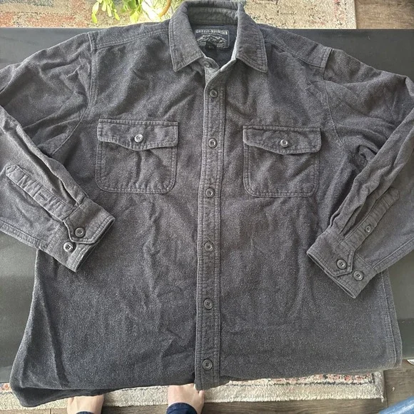 Grizzly Mountain Men's large gray Chamois Flannel GRAY Button Front‎ Shirt