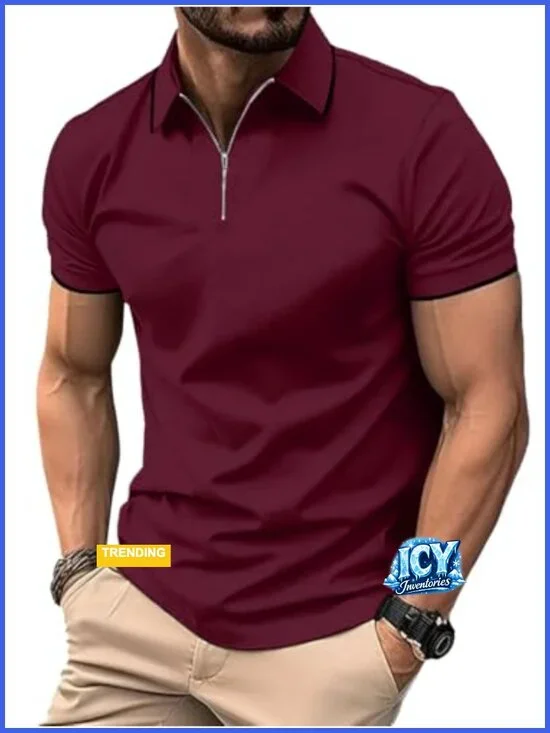 Quarter Zip Polo Shirts Short Sleeve Moisture Wicking Golf