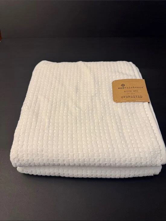 10pc ECOEXISTENCE Oversized Quick Dry 100% Cotton Bath Towel Set - White