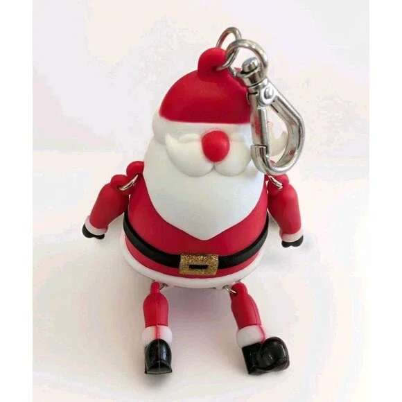 Bath & Body Works Christmas Santa Dangling Sanitizer Holder Keychain LIGHTS UP