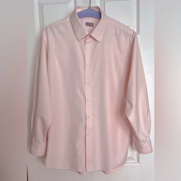 Tom James, Custom Made dress shirt 100% cotton, size 17.5 light pink