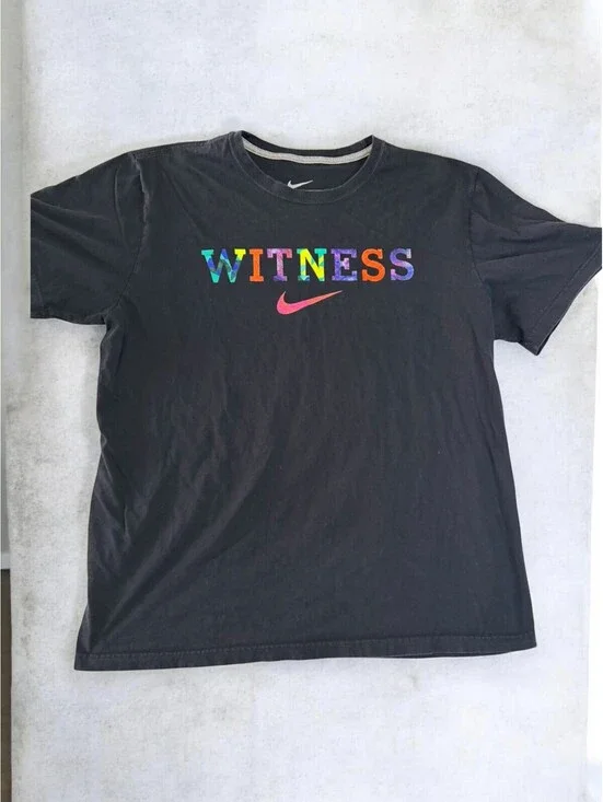 Nike XXL Black 'WITNESS' Multicolor Logo T-Shirt