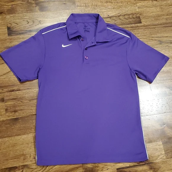 Mens Nike Dri-fit purple & white polo shirt size S